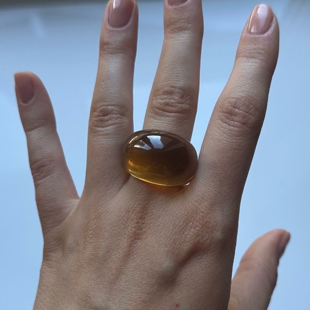 Brownish green resin domed ring